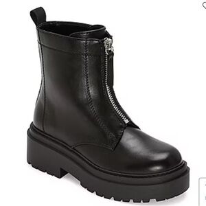 Arizona Black Xander Front Zipper Chunky Motorcycle Boots Size 8